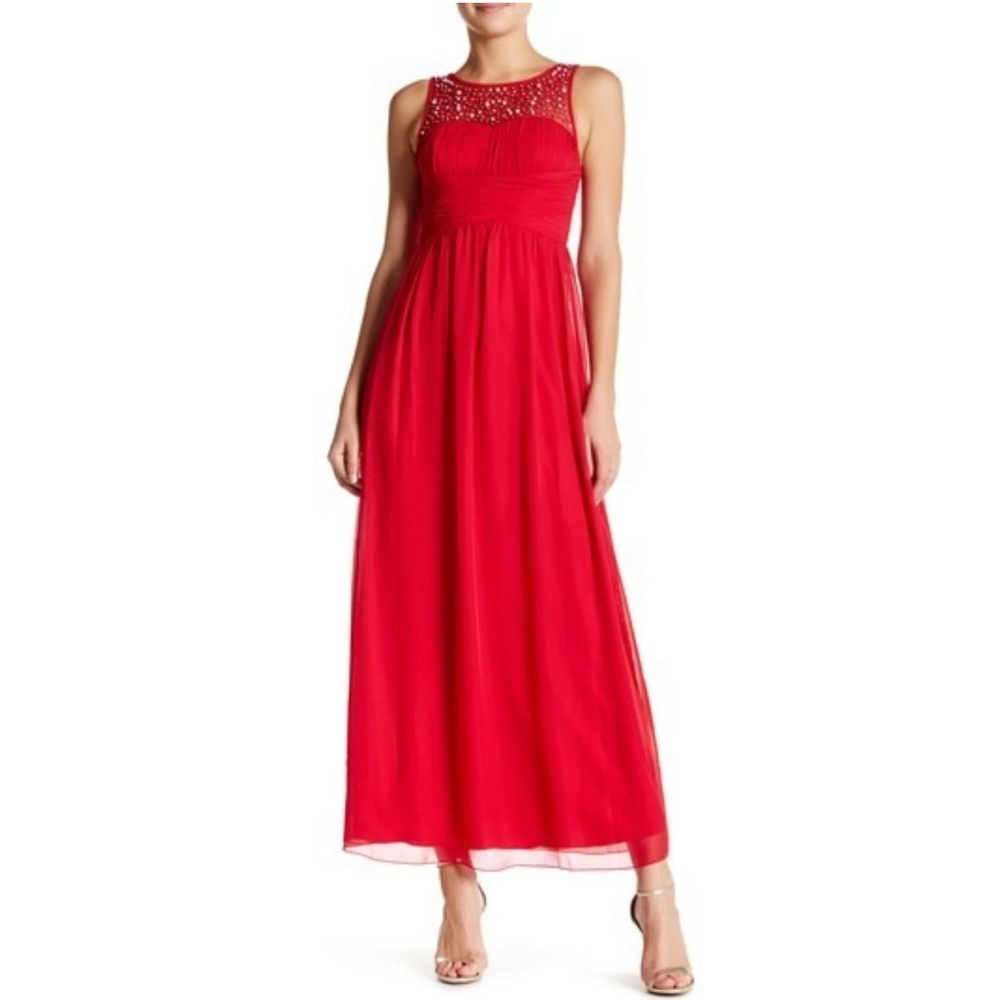 SPEECHLESS | Illusion Yoke Pleated Maxi Dress NWT